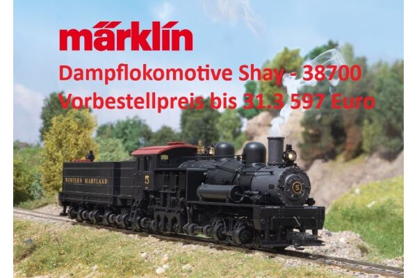 Märklin Dampflokomotive Shay - 38700 und Märklin 39111 Elektrolokomotive Baureihe 110.3 - Märklin Dampflokomotive Shay - 38700 und Märklin 39111 Elektrolokomotive Baureihe 110.3