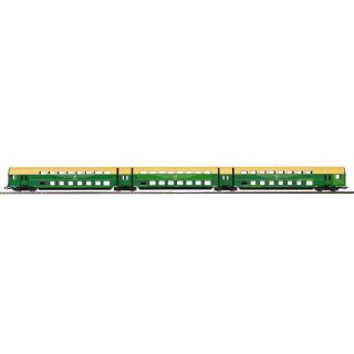 Piko H0 53123 - Doppelstock-Gliederzug DGBgq 3-teilig grün DR IV (DR)