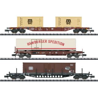 Minitrix T18702 - Containerwagen-Set Containerv (DB) Hamburger Spedition