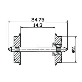 Roco H0 40198 - Radsatz eins.isol. 11mm, 1 Paar