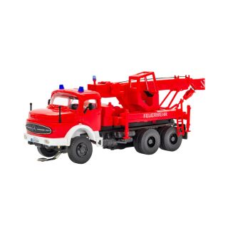 Viessmann 8052 - H0 Feuerwehr MB Rundhauber 3-achs Bergekran mitRundumleuchten Basis Funktionsmodell