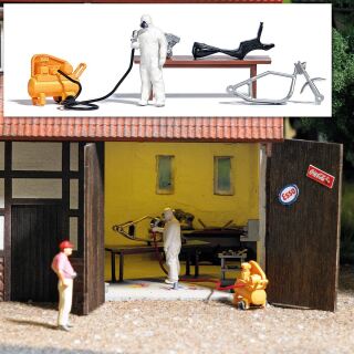 Busch H0 7811 - A-Set:Hinterhof Lackierer H0
