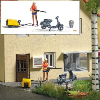 Busch H0 7833 - A-Set: Motorrollerwäsche H0