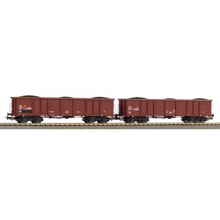 Piko H0 58287 - 2er Set Offener Güterwagen Eaos mit Kohleladung (FS)