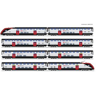 Roco H0 7710007 - 8-tlg. Set: Doppelstockzug RABe 502 Sound (SBB)