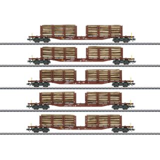 Märklin H0 47154 - Rungenwagen-Set Holztransp.DB (DB)