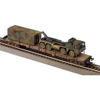 Roco Minitanks 913 H0  Güterwagen DB mit MAN-LKW 8x8 Multi Bundeswehr, GEBRAUCHT, OVP, TOP