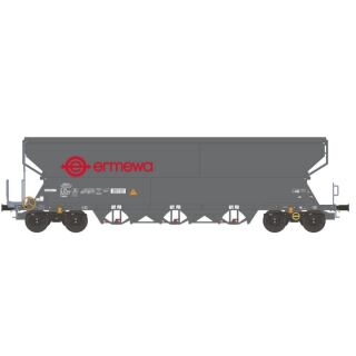 NME 512632 Spur H0, DC Getr.wag. Tagnpps 101m^3 ERMEWA, dkl.grau, geänd. Wag.nr.