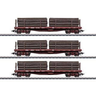 Märklin H0 45600 - US-Rungenwagen-Set Holzbeladung