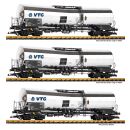 Piko Spur G 37863 - 3er Set Chemiekesselwagen (VTG)