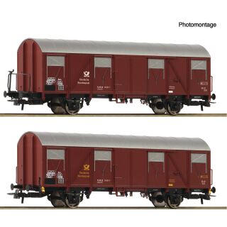 Roco H0 6600248 - 2-tlg. Set: Gedeckte Postgüterwagen (Privat)