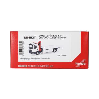 Herpa 014052 - MiKi MAN TGL Plateau-Abschleppfahrzeug mit Kran 1 Stück