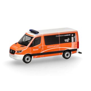 Herpa 098830 - Mercedes-Benz Sprinter 18 Bus Flachdach Einsatzleitwagen "Feuerwehr Hamburg/Einsatzleitung"