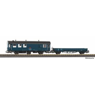 Piko H0 28334 - 2er Set Umbauwagen blau, roter Keks Werkstatt Flachwagen Ks (DB)