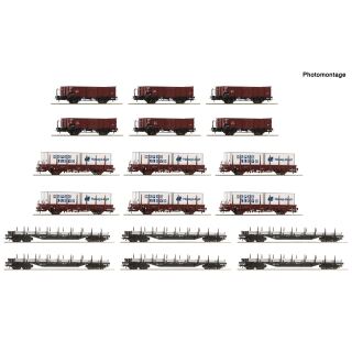 Roco H0 6600335 - Display: Rangierbahnhof/Offene Güterwagen 18-tlg. Display (DB)
