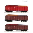 Roco H0 6600291 - 3-tlg. Set: Offene Güterwagen (DB-AG)