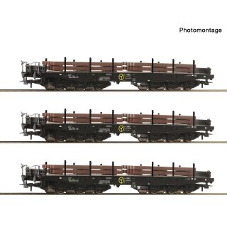 Roco H0 6600263 - 3-tlg. Set: Schwerlast-Flachwagen (NS)