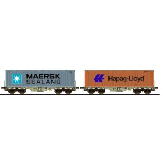 ESU H0 36604 - Containertragwagen Sgmmns 37 80 4505 358-4 + 37 80 4505 391-5 D-AAEC Container MSKU 836088 + HLXU 859683 DC (AAE)