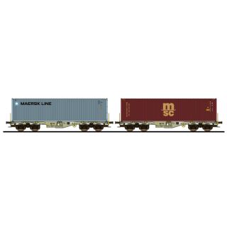 ESU H0 36605 - Containertragwagen Sgmmns 37 80 4505 418-6 + 37 80 4505 440-0 D-AAEC Container MSKU 129707 + MSDU 771850 DC (AAE)