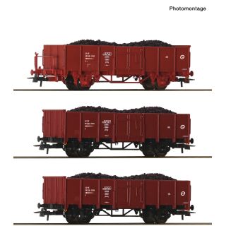 Roco H0 6600446 - 3-tlg. Set: Offene Güterwagen ZFBH (Priv)