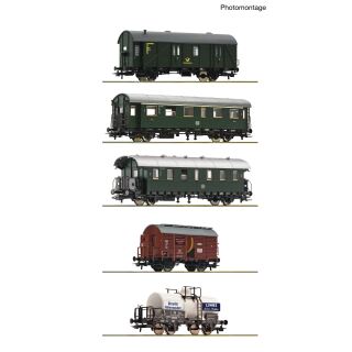 Roco H0 6200291 - 5-tlg Set: Personenzug mit Güterbeförderung DB (RBe)