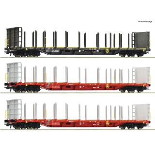 Roco H0 6600371 - 3-tlg. Set: Holztransportwagen (ÖBB)