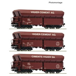 Roco H0 6600230 - 3-tlg. Set: Selbstentladewagen (VIGIER CEMENT)