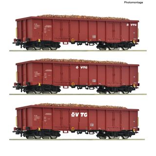 Roco H0 6600429 - 3-tlg. Set: Offene Güterwagen/VTG (AAE)