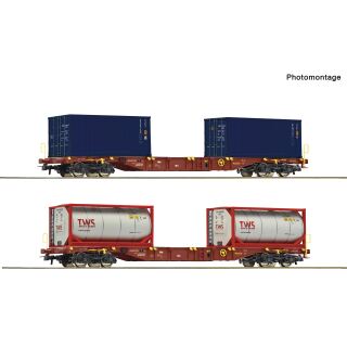 Roco H0 6600364 - 2-tlg. Set: Containertragwagen (TOUAX)