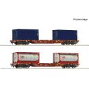 Roco H0 6600364 - 2-tlg. Set: Containertragwagen (TOUAX)
