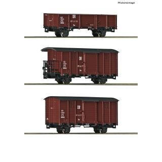 Roco H0e 6640008 - 3-tlg. Set: Güterwagen (DR)