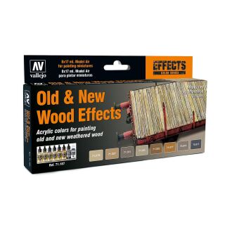 Vallejo 771187: Farb-Set, Alt/Neu Effekt Holz, 8 x 17 ml