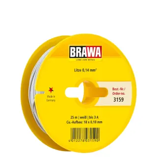 Brawa 3159 - Schaltlitze 0,14 mm², 25 m Spule, weiß